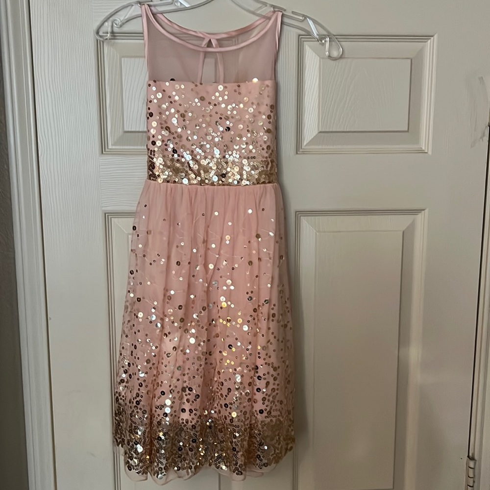 Blush Pink Dress with Gold Sequins